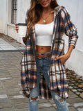 Devine Plaid Zip Up Hooded Coat 