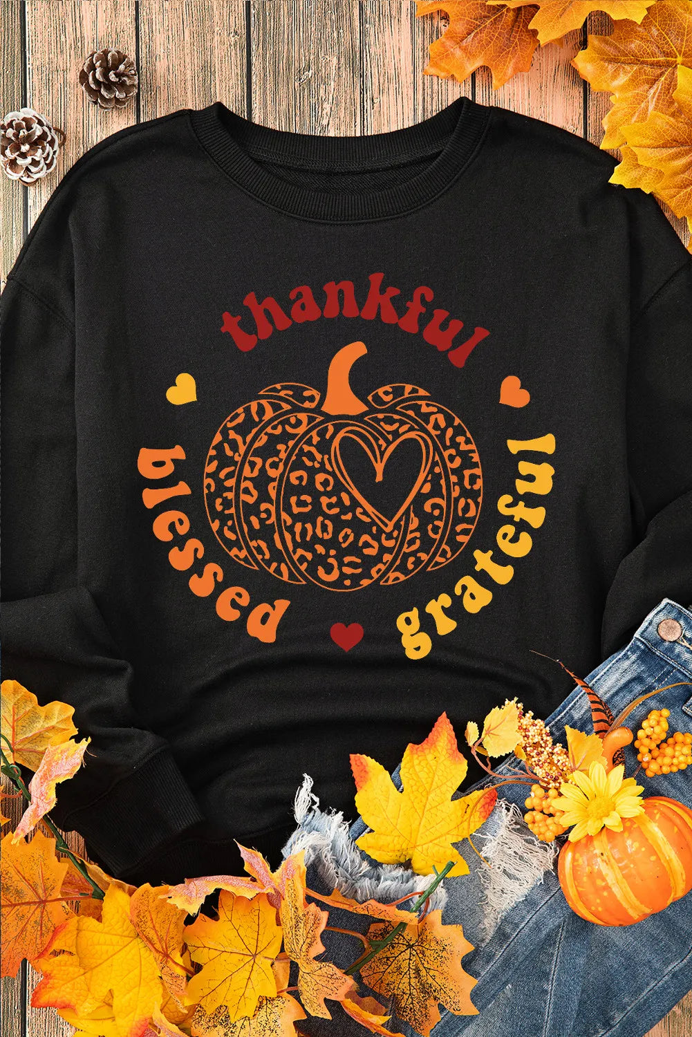 Pumpkin Graphic Long Sleeve Sweatshirt 