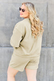 Double Take Full Size Texture Long Sleeve Top and Drawstring Shorts Set 