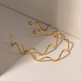Stainless Steel Wave Shape C-Hoop Earrings 