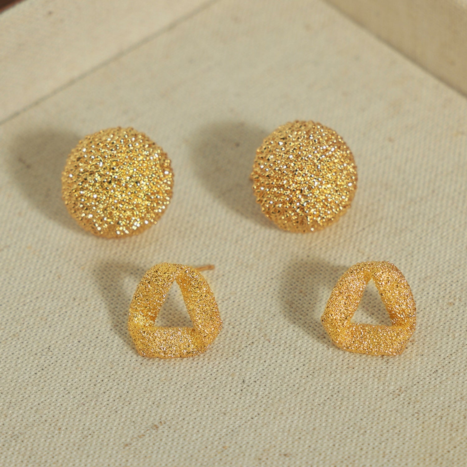 Gold-Plated Geometric Stud Earrings 