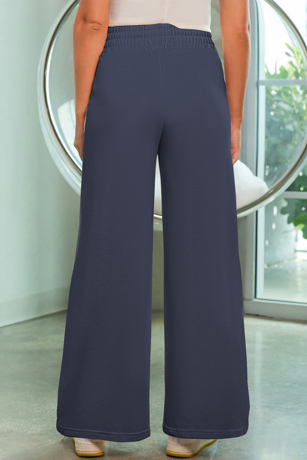 Drawstring Wide Leg Pants with Pockets Flares