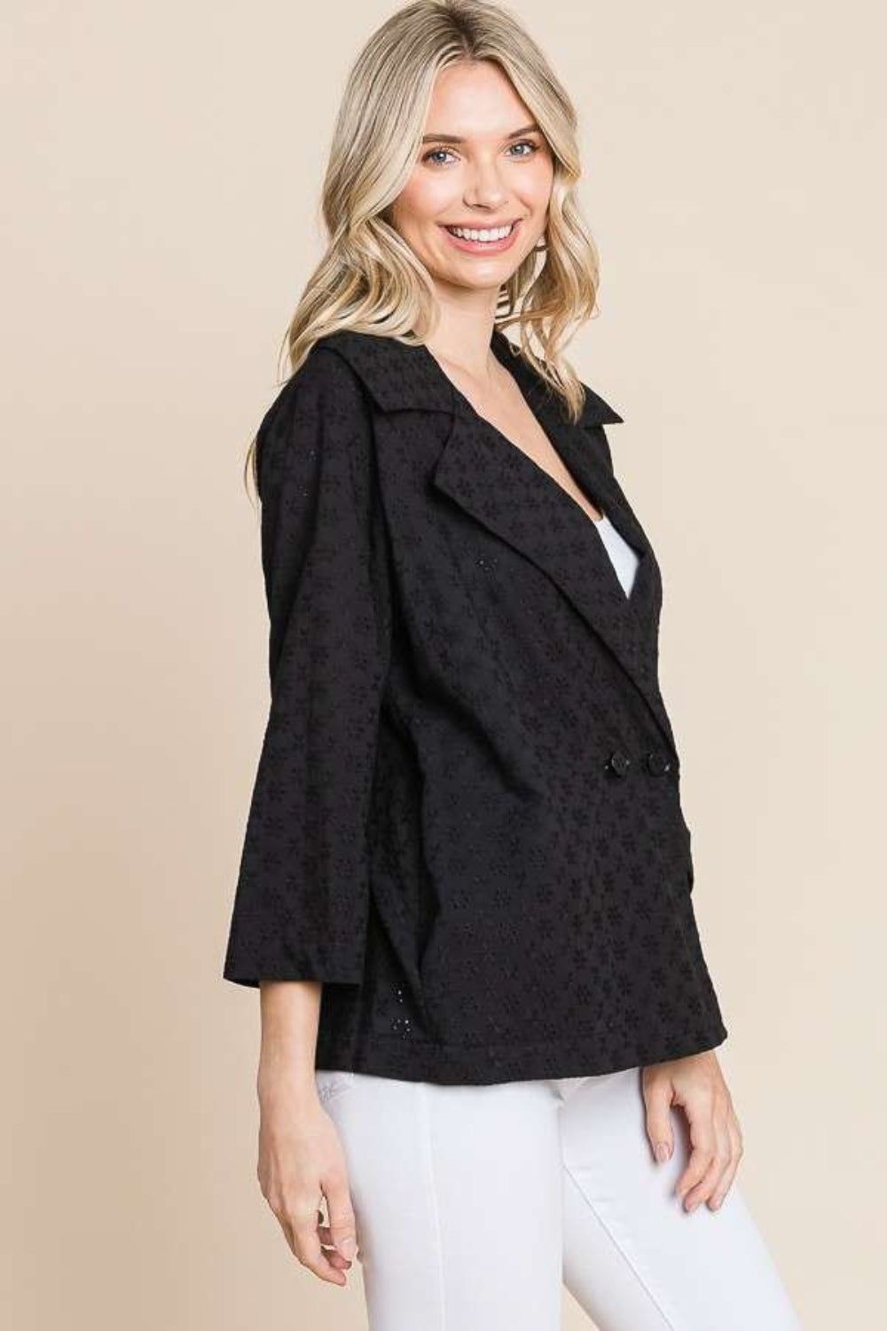 Culture Code Double Breasted Eyelet Jacket with Pockets 