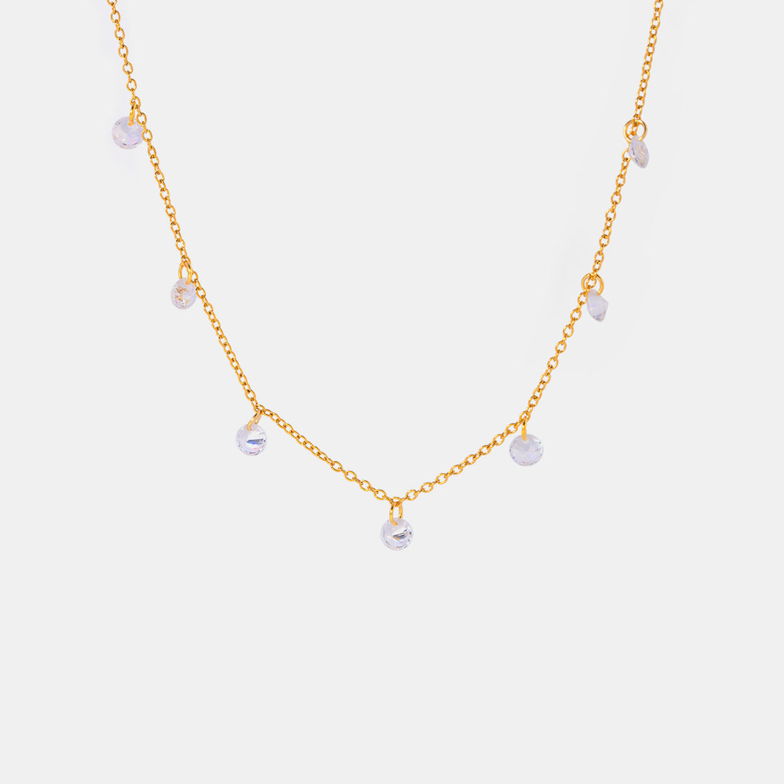 Stainless Steel Rhinestone Pendant Necklace 