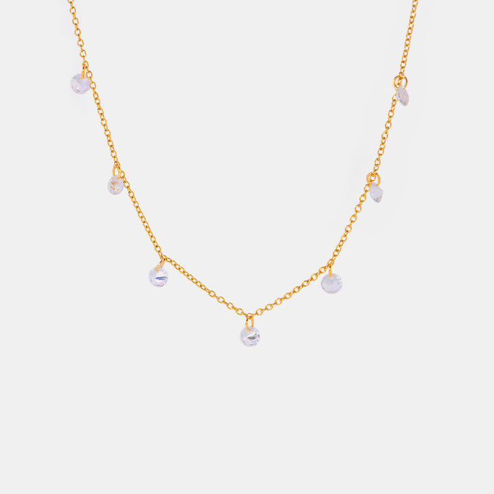 Stainless Steel Rhinestone Pendant Necklace 