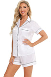 Printed Button Up Short Sleeve Top and Shorts Lounge Set Lingerie & Nightwear