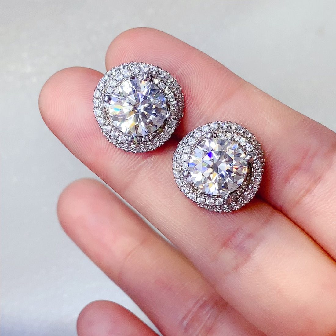 6 Carat Moissanite 925 Sterling Silver Earrings 