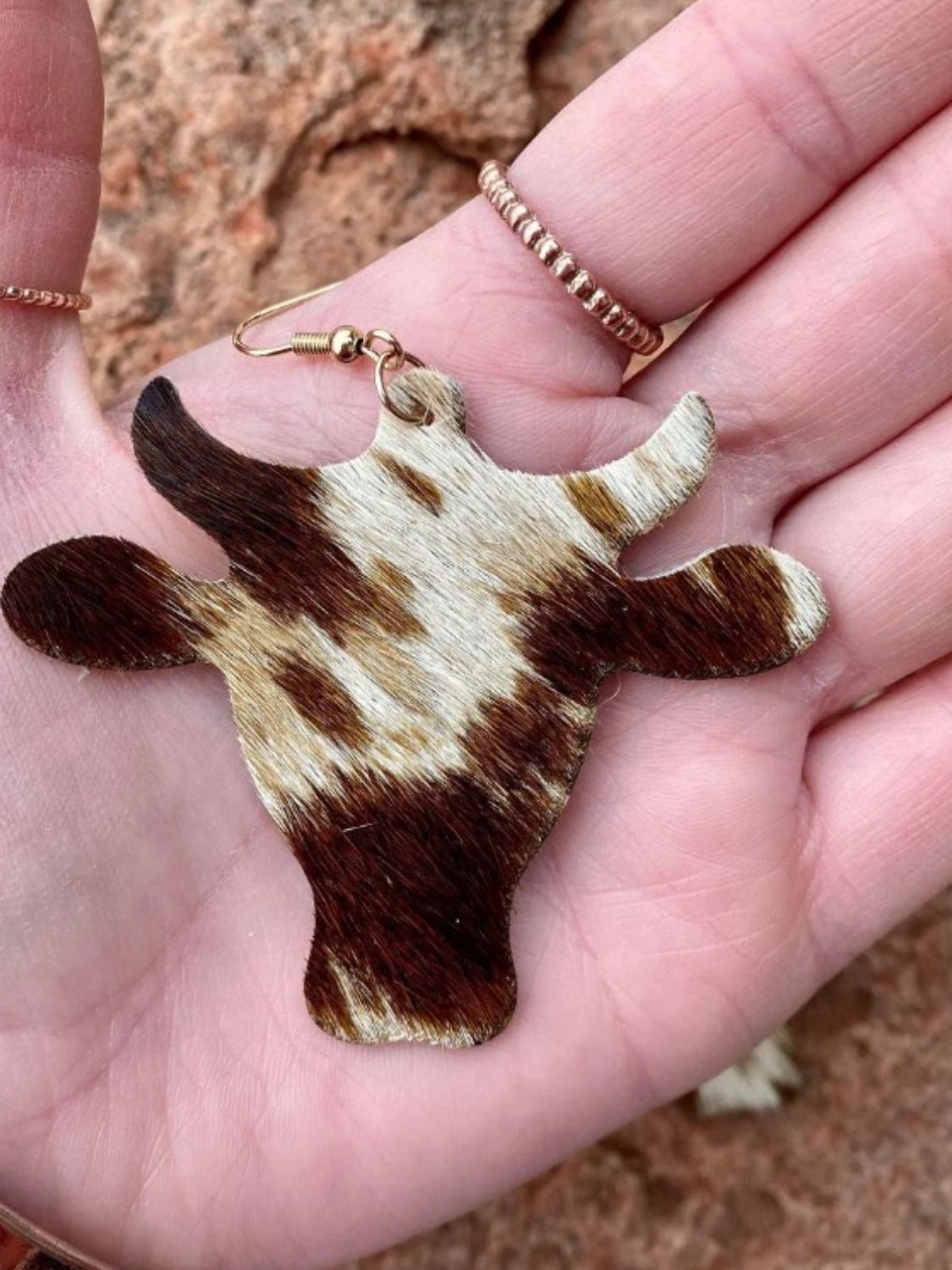 PU Leather Bull Head Earrings 