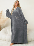 Pocketed Contrast Long Sleeve Hooded Lounge Dress 