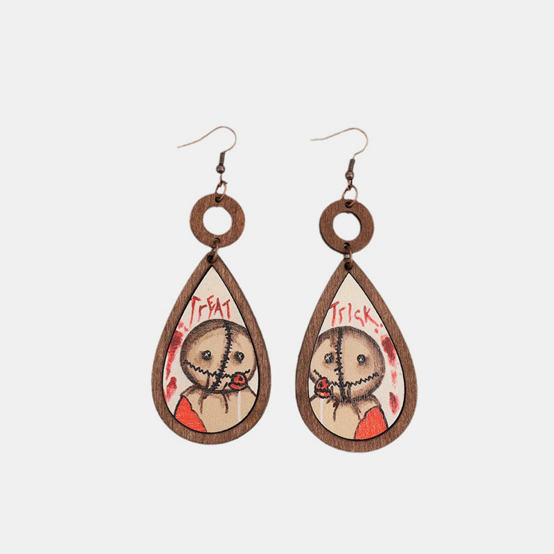 Wooden Teardrop Shape Earrings 