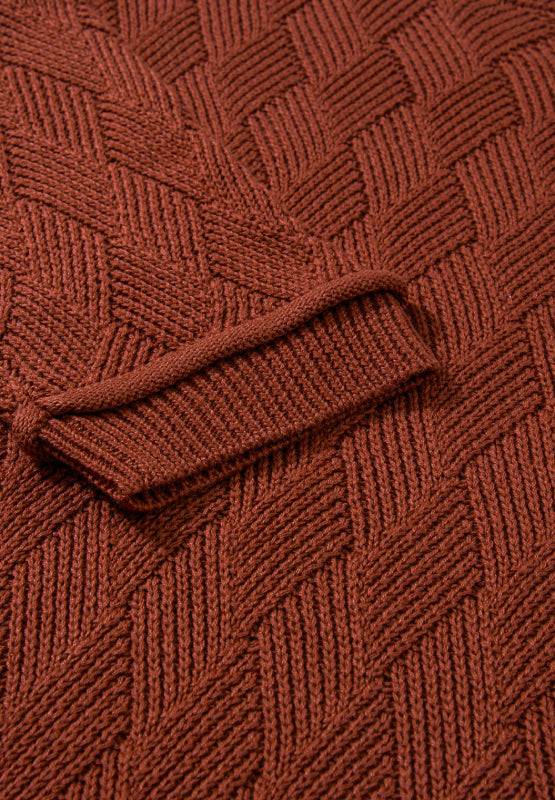 Diamond Round Neck Dropped Shoulder Sweater 