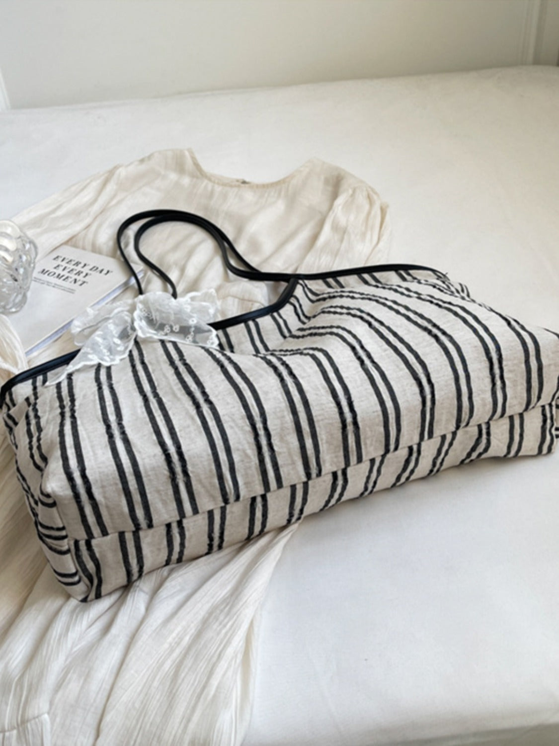 Striped Canvas Tote Bag 