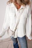 Black Solid Color Corduroy Buttoned Long Sleeve Shacket Outerwear/Jackets