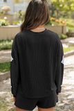 Glitter Ghost Round Neck Long Sleeve Top and Shorts Set 