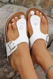 Black Vintage Buckle PU Leather Thong Slippers Shoes & Bags/Slippers