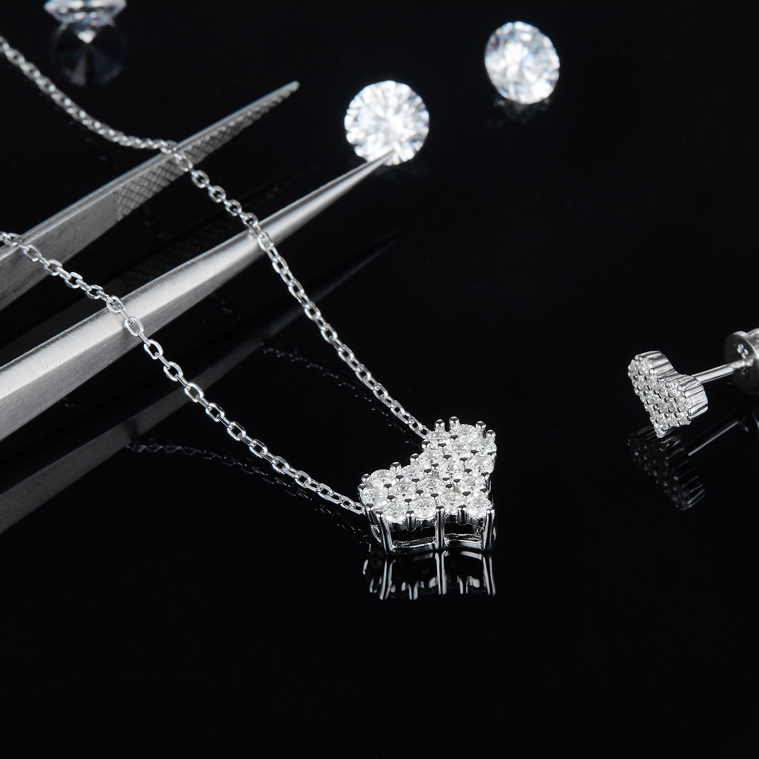 Moissanite 925 Sterling Silver Heart Necklace 