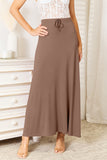 Double Take Full Size Soft Rayon Drawstring Waist Maxi Skirt 
