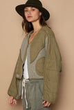 POL Quilted Knit Viding Detail Knit Patch Jacket 