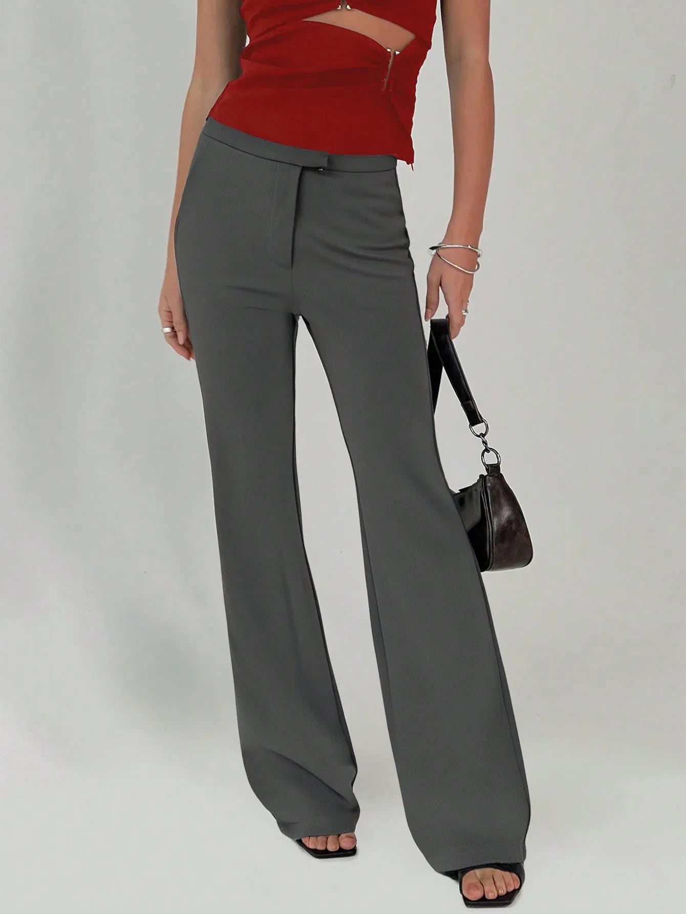 High Waist Flare Leg Trousers 