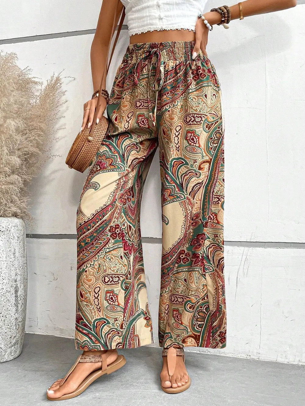 Printed Wide Leg Pants 