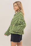HYFVE Tweed Plaid Button Up Collared Neck Jacket 