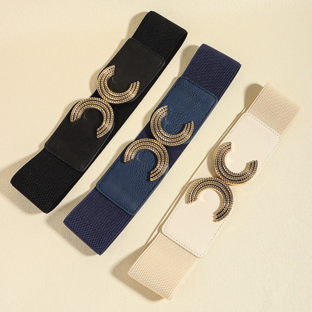 Double C Buckle Elastic Belt 