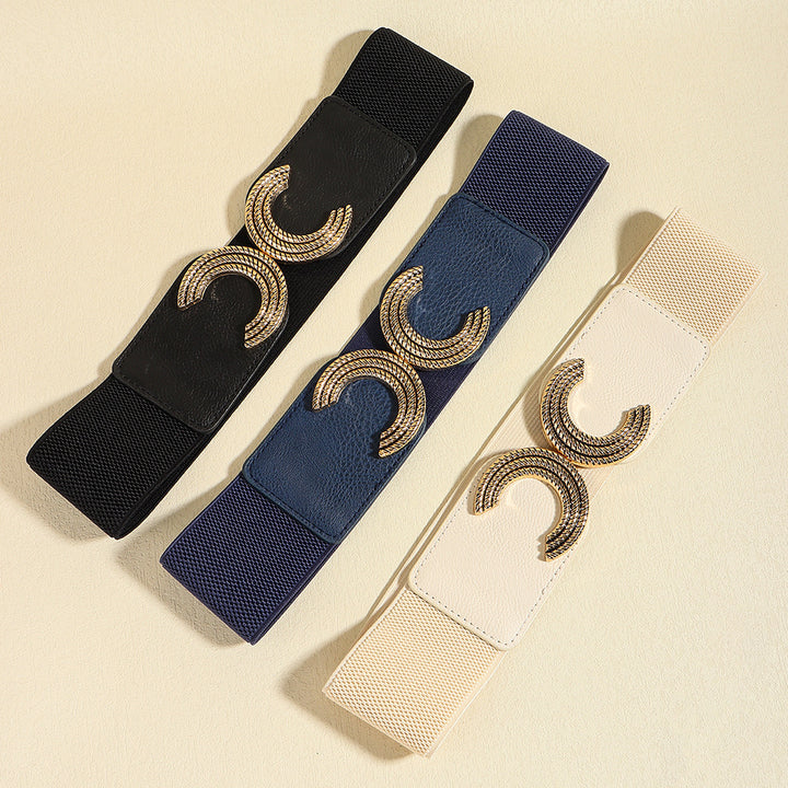 Double C Buckle Elastic Belt 