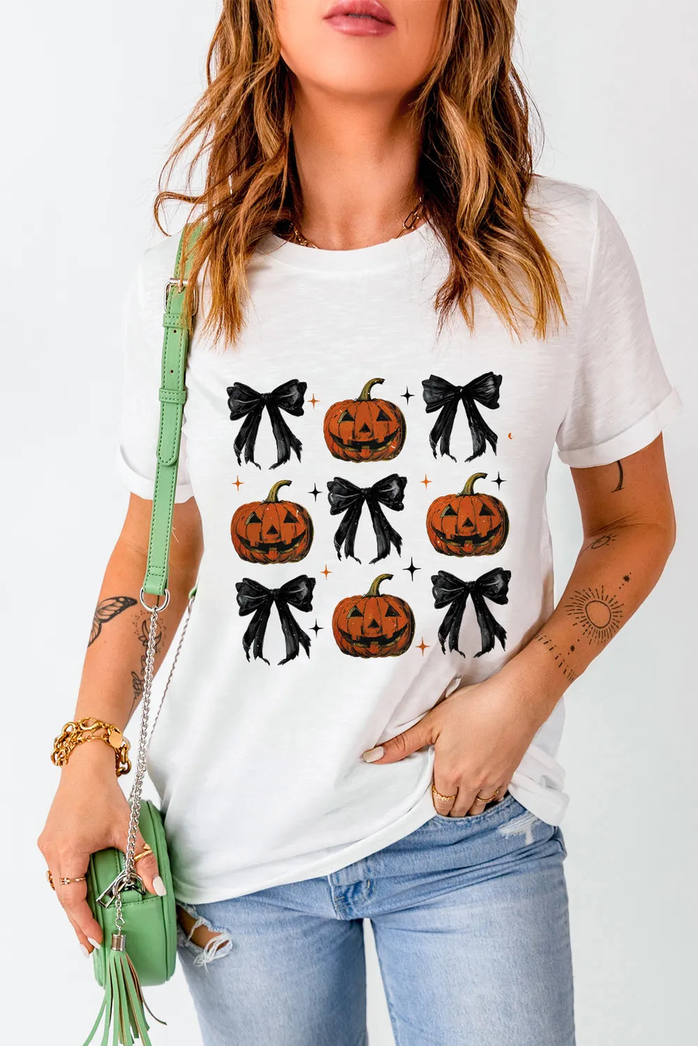 Pumpkin Round Neck Short Sleeve T-Shirt 