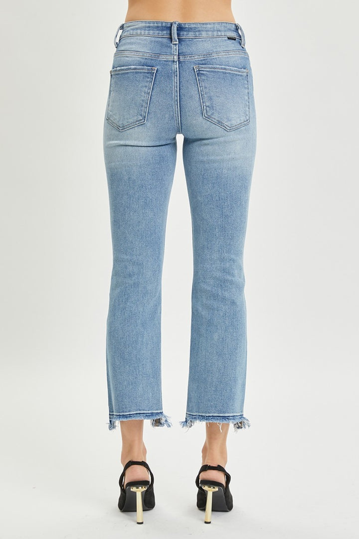 RISEN Full Size High Rise Distressed Cropped Straight Jeans 