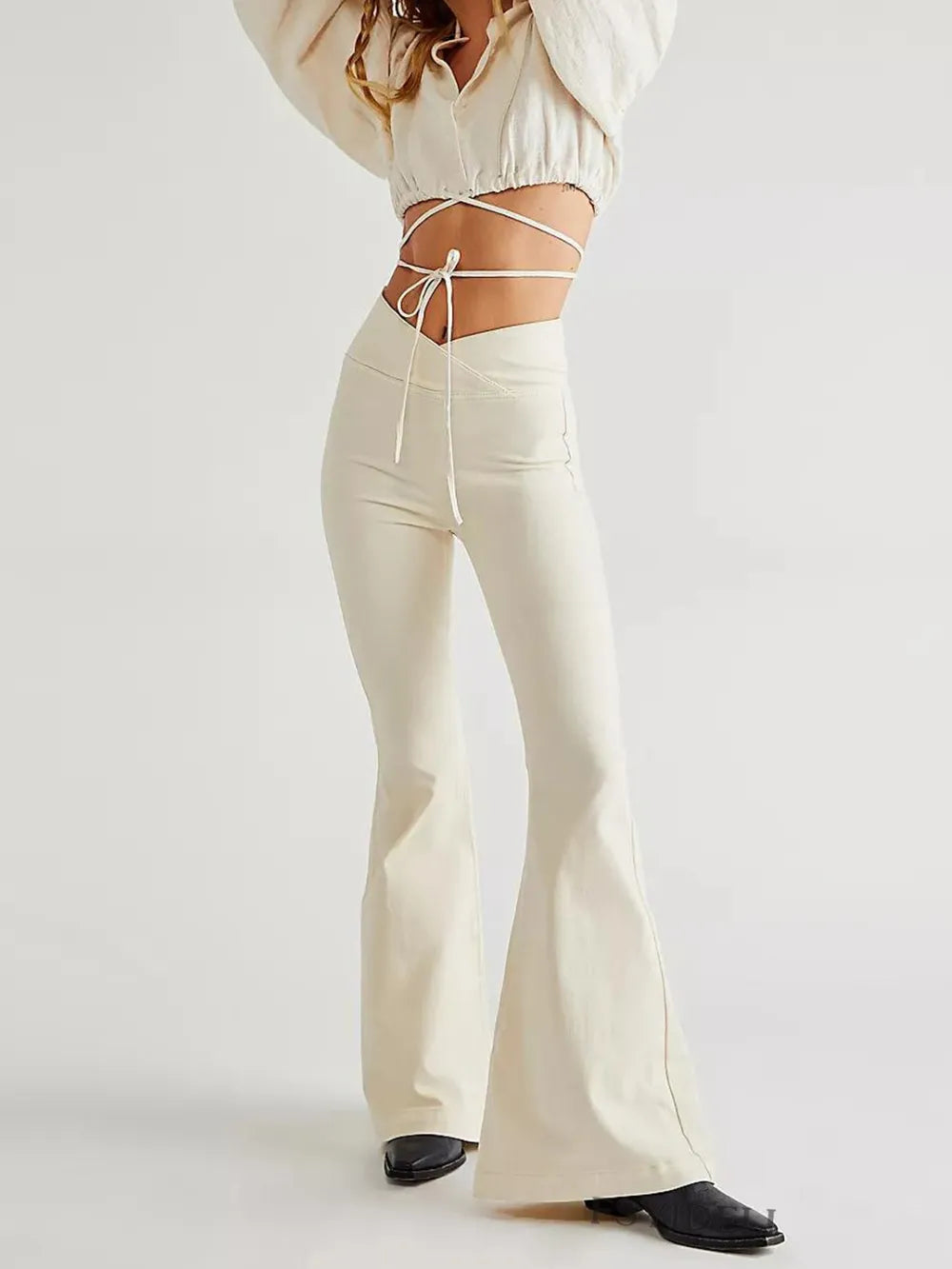 Asymmetric Waist Flare Jeans 