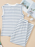 Casual Striped Tank and Wide Leg Pants 2pcs Set Two Piece Dresses