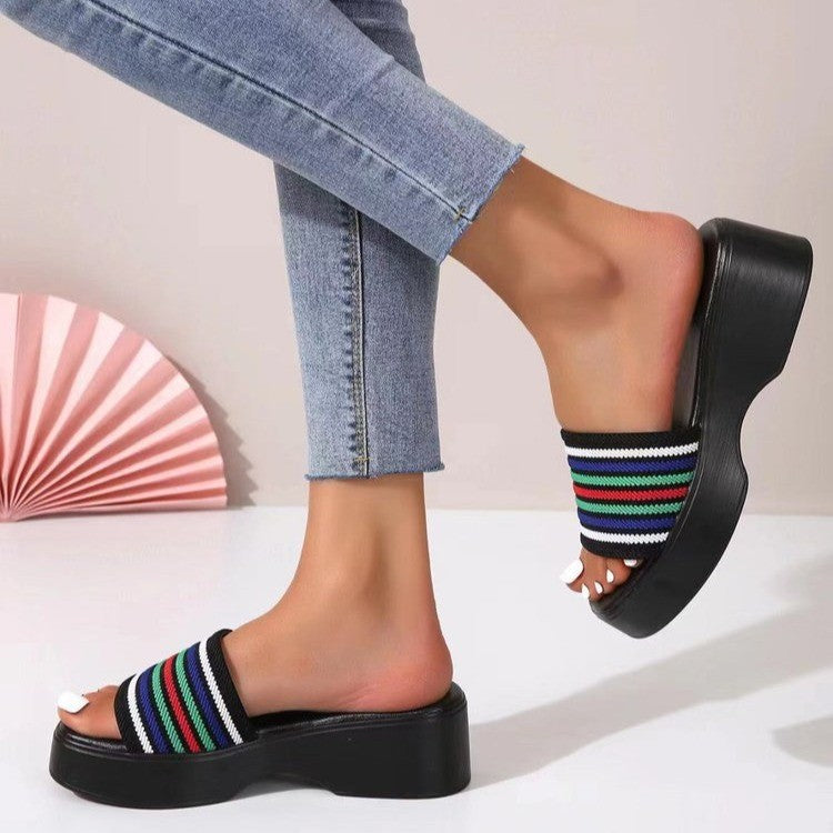 Open Toe Platform Cloth Sandals 