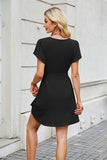 Tied Button Up Short Sleeve Mini Shirt Dress Dresses