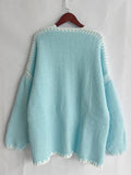 Double Take Contrast Open Front Dropped Shoulder Cardigan 