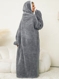 Pocketed Contrast Long Sleeve Hooded Lounge Dress 
