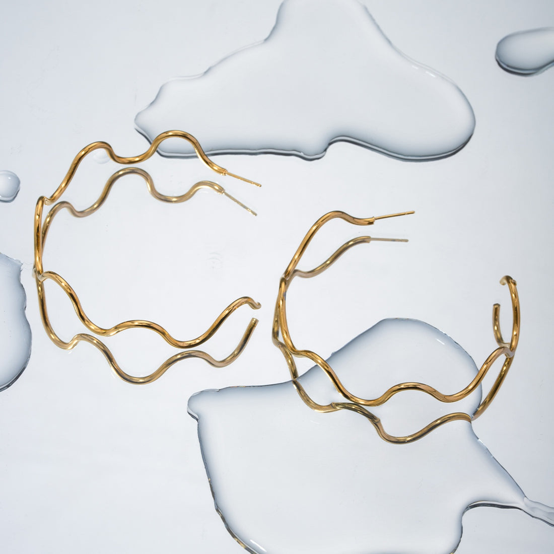 Stainless Steel Wave Shape C-Hoop Earrings 