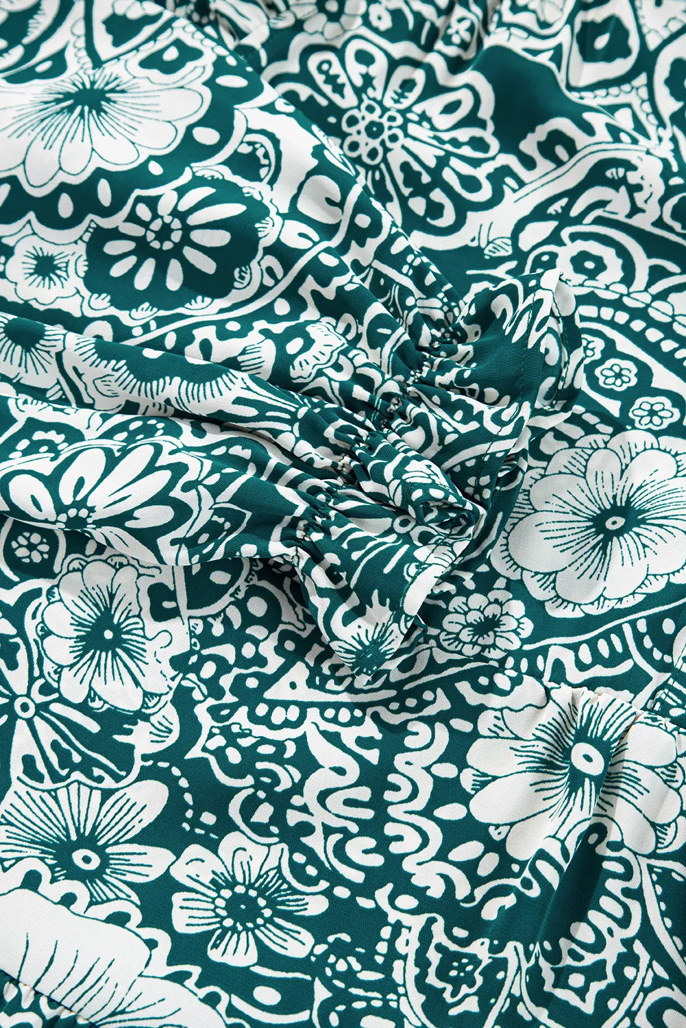 Plus Size Ruffled Printed Flounce Sleeve Dress 