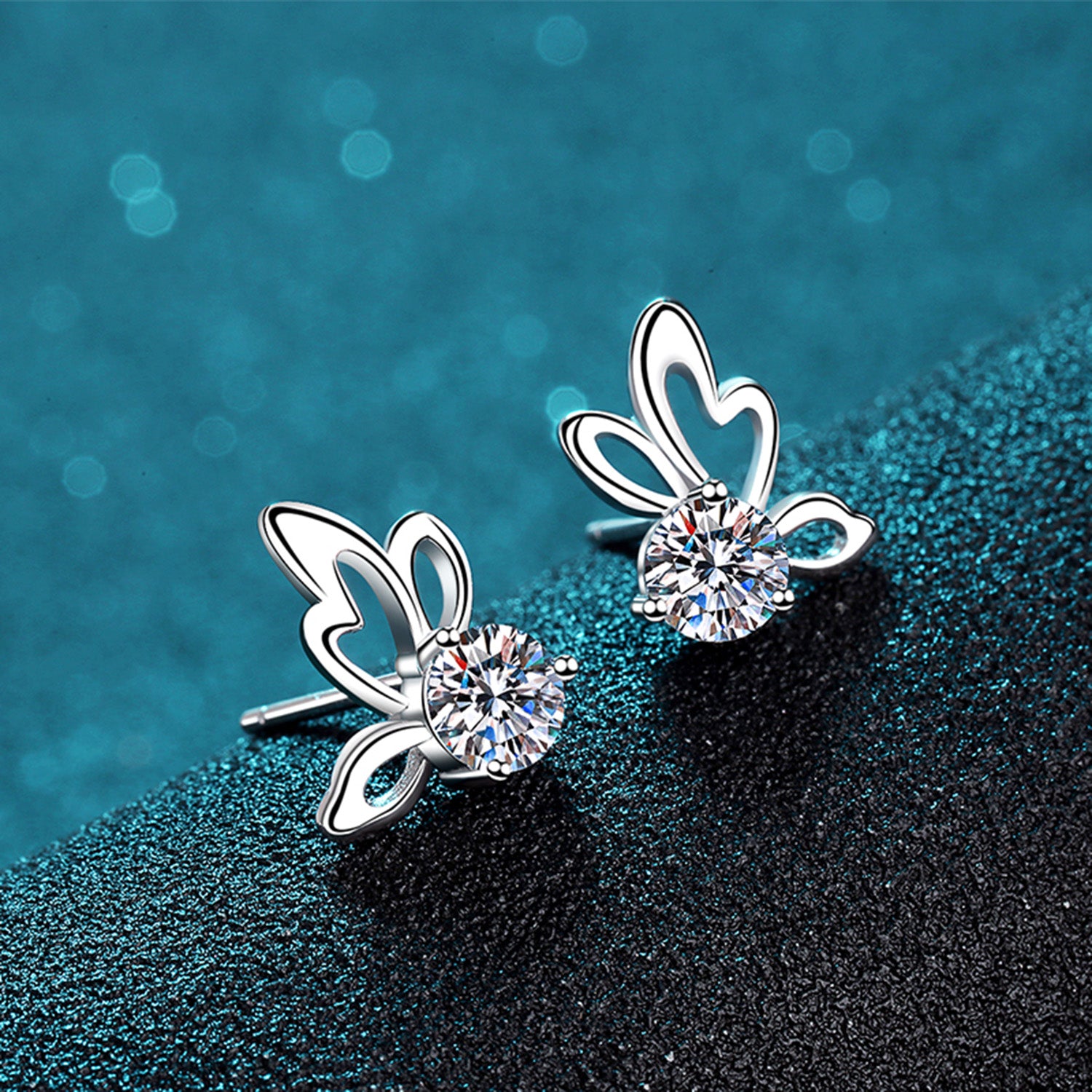 1 Carat Moissanite Butterfly Shape Earrings 