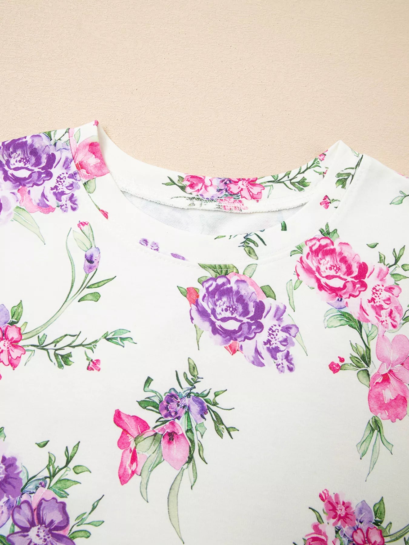 Floral Print Round Neck Top and Drawstring Pants Lounge Set Lingerie & Nightwear