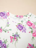 Floral Print Round Neck Top and Drawstring Pants Lounge Set Lingerie & Nightwear
