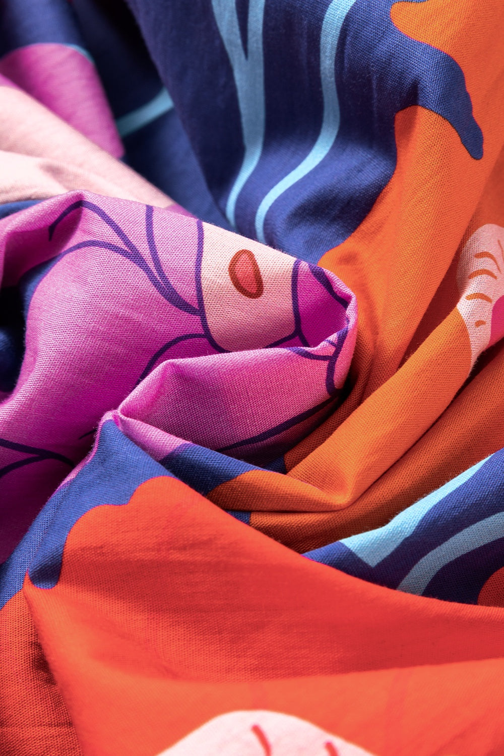 Plus Size Printed Tie Neck Long Sleeve Dress 