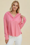 Double Take Full Size High-Low Dropped Shoulder Long Sleeve Hoodie 