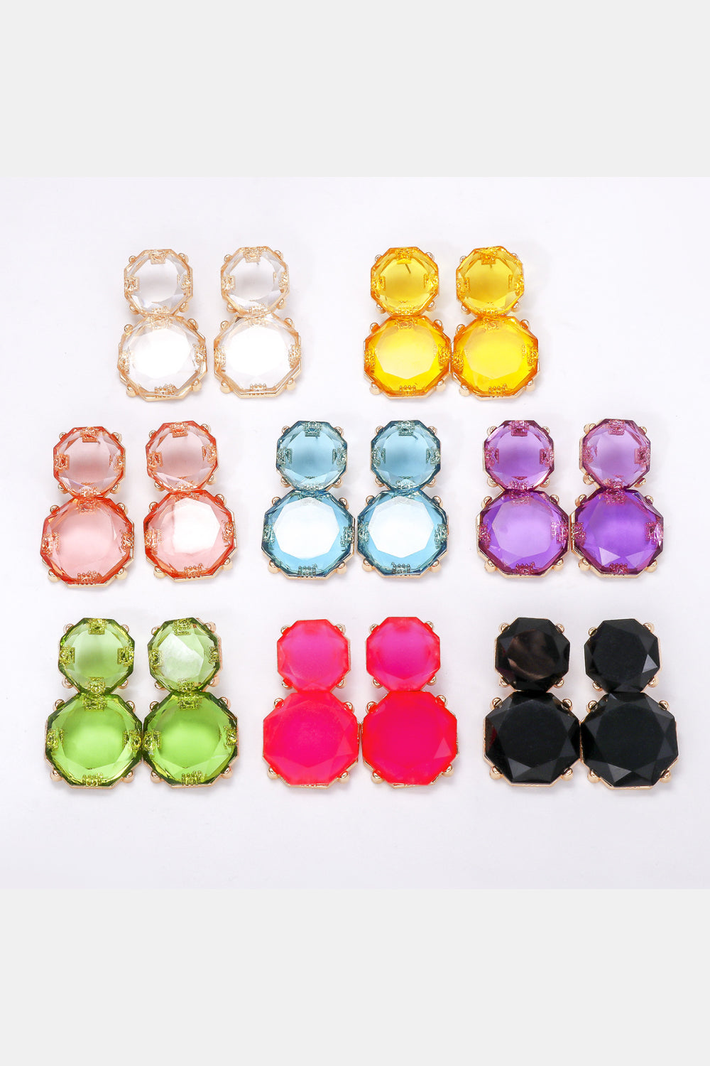 Geometrical Shape Zinc Alloy Frame Dangle Earrings 