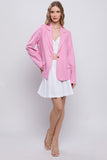 Love Tree One-Button Long Sleeve Linen Blazer 