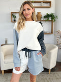 Double Take Full Size Contrast Drop Shoulder Top and Shorts Set 