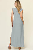 Double Take Full Size Texture Mock Neck Sleeveless Maxi Dress 