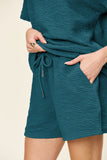 Double Take Full Size Texture Short Sleeve T-Shirt and Drawstring Shorts Set 