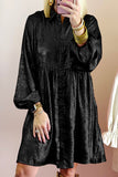 Apricot Metallic Sheen Puff Sleeve Button Up Mini Shirt Dress Dresses/Mini Dresses