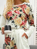 Shiny Printed Round Neck Top and Pants Lounge Set Lingerie & Nightwear