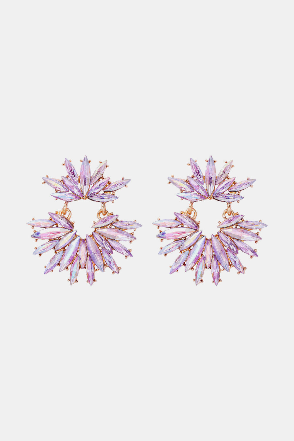 Flower Shape Glass Stone Dangle Earrings 